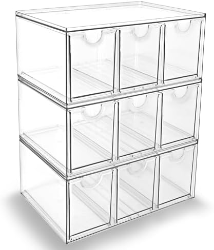 Prsildan Craft Art Supply Organizer Stackable Storage Drawer with 9 Drawers