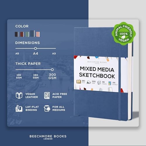 Beechmore Books A4 8.5x11 Mixed Media Sketchbook 300 GSM/140lb