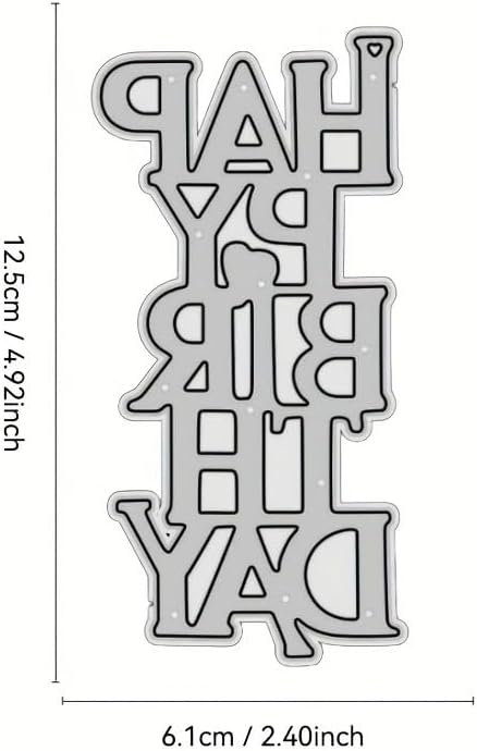 Lapoo Words Cutting Die for Scrapbooking - Durable, Cut Stencils for DIY Scrapbook Photo Album Decorative Paper Card, Card Making Supplies Party Wedding Decorations (Happy Birthday 4.9 x 2.4 in)