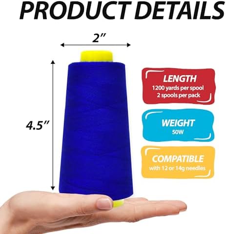 Mandala Crafts Royal Blue Mercerized Cotton Thread for Sewing Quilting