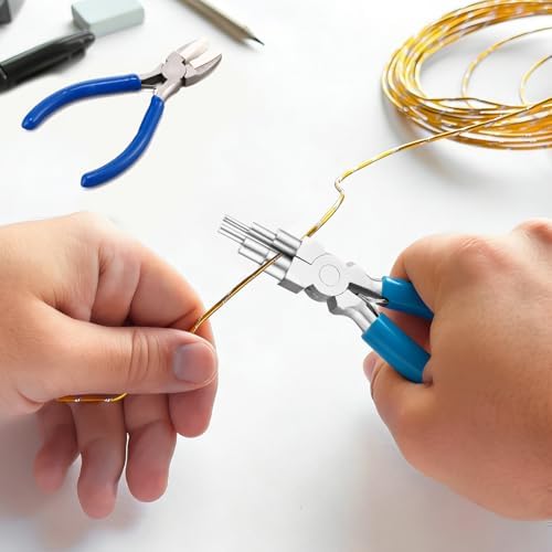 Mudder 2 Pcs Jewelry Making Tool 6 in 1 Bail Making Plier,Clear Blue