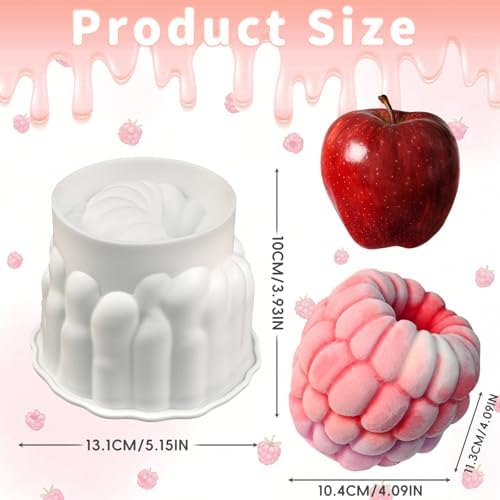Raspberry Fruit Molds 4 Inch, 3D Raspberry Silicone Molds for Mousse