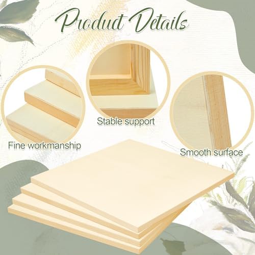 Tenceur 4 Pack 20" x 20" Birch Wood Panel Boards Kit Unfinished Wood Canvas Wooden Panel Boards for Painting 3/4" Deep Depth Wooden Canvases for Pouring Art Media Craft Burning Acrylic Oil
