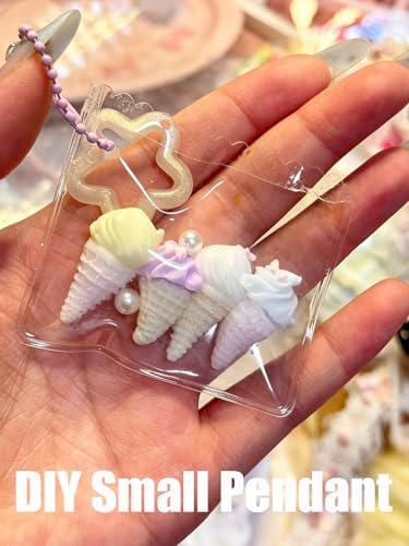 Mini Cream & Cone Silicone Mold, 4 Pieces Non-Stick Food Shape Candle Molds for Chocolate, Resin, Soap | Cute Bread Fondant Molds for Baby Shower Birthday Party DIY Crafts‌ (Cream & Cone)