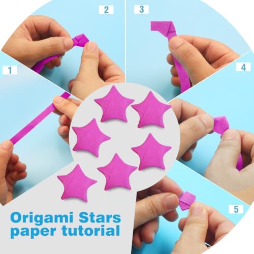 FoDau770 Solid Color Star Paper Strips - 360 Sheet, Rose Red