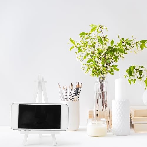 HINZIC 6Pack Mini Easel Stand 5" Canvas Holder White Plastic Small Display Easel Portable for Canvases, Painting, Crafts, Business Cards, Signs, Photos