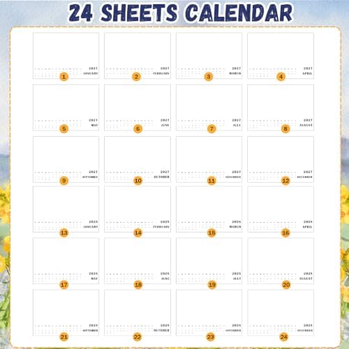 Faccito Watercolor Calendar Set for 2027-2028 Paint Desk Calendar 24 Sheets Watercolor Paper Bulk with Desktop Bracket Art Supplies for Crafts and DIY Media(5.8 x 8.3inch)
