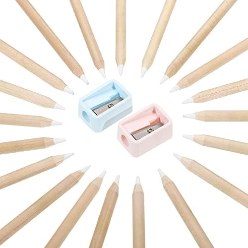 Tenare 20 Pieces White Chalk Pencils with Sharpener and Storage Tube