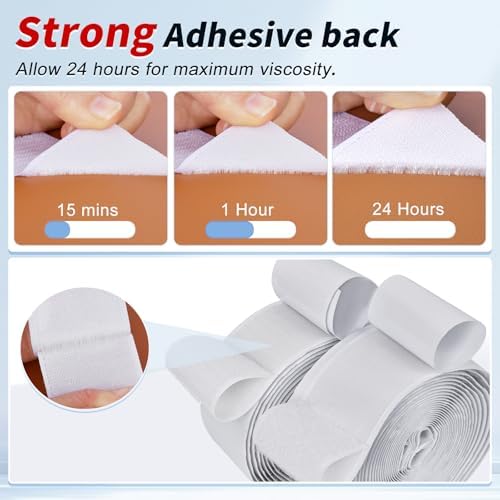2 Inch x 15Ft Hook and Loop Strips with Adhesive, Double Sided Self Adhesive, Nylon Self Tape for Home Office School and Crafting (White, 2 in x 15Ft)