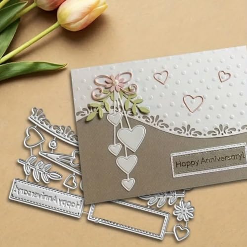 Cutting Dies Metal Stencils Scrapbooking Tools DIY Embossing Template for Paper Card Making Album Arts Crafts Supplies (Anniversary Lace Love Wave-14.5x7.9cm)