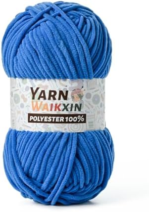 Soft Chenille Yarn for Crocheting, Fluffy Chunky Crochet Yarn for Baby Blanket, (1.76oz/65.6yds) Fuzzy Velvet Yarn for Amigurumi&DIY Puzzle、Crafts、Scarf(Blue)