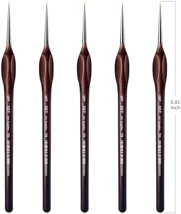 XDT#729 Artist Micro Detail Paint Brush, Small Detail Painting Brushes 5 Piece #00000 Set，Acrylic Watercolor Oil, Fine Detailing Painting, Art, Scale Models
