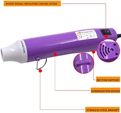 New Heat Gun,mofa Hot Air Gun Tools Shrink Gun with Stand For DIY Embossing And Drying Paint Multi-Purpose Electric Heating Nozzle Heat Gun For Epoxy Resin300W 110V (Purple,White)