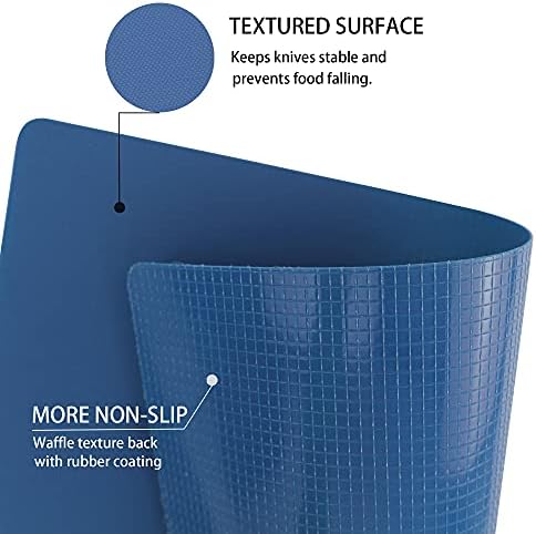 ZVP Plastic Cutting Boards for Kitchen, Flexible Cutting Mats, Gradient Blue Chopping Boards with Food Icon, Non-Slip, Non Porous, BPA Free, Dishwasher Safe
