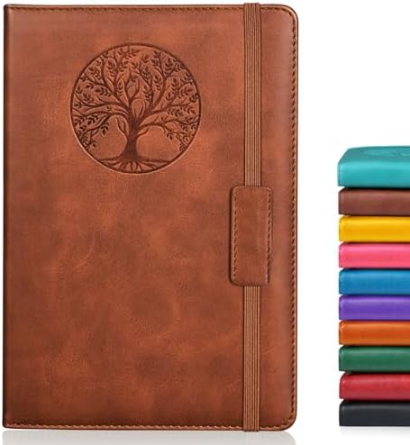 Biuwory Dotted Journal Notebook, 140 Dot Grid Pages, Medium 5.7"×8.3" | A5 Hardcover Vintage Leather Journal for Women Men, Dot Grid Paper Notebook for Work School Travel, Bullet Journaling Writing