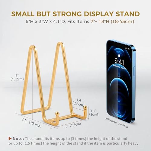 Plate Holder Easel Display Stand - 6 inch Metal Plate Stands for Display - Tabletop Picture Stand - Gold Iron Easels for Display Pictures | Photo Frames | Book | Decorative Plates | Plaque - 2 Pack