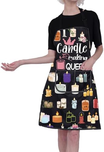 FUSTMW Candle Making Apron Candle Making Queen Gifts for Candle Makers DIY Kitchen Baking Chef Grill Apron with Pockets
