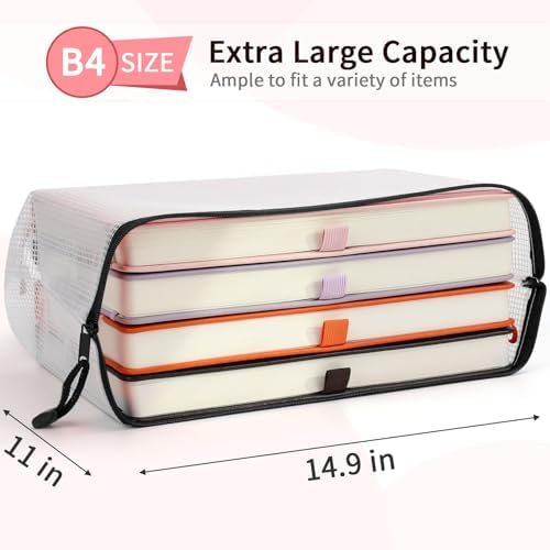 Umriox 12 Pack B4 Black Mesh Zipper Bags, File Organizer Pouch for Storage
