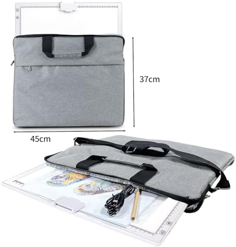Rechargeable A3 Diamond Art Light Board with Padded Case,Light Pad with Stand,3 Colors Stepless Dimmable and 6 Levels of Brightness Light Box for tracing,Diamond Painting,Drawing,Sketching(White)