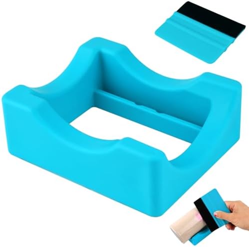 Silicone Cup Cradle for Tumblers,Tumbler Holder for Crafts with Built-in Slot and Felt Edge Squeegee,Small Cup Cradle Use to Apply Vinyl Decals,Anti-Skidding Tumbler Stand Cup Holder(Blue