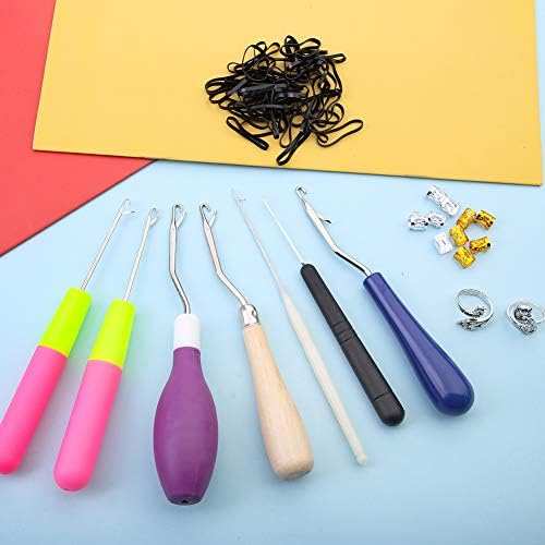 Crochet Hooks for Hair Set Latch Hook Crochet Needles Adjustable Loop Rings