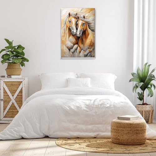 Bowetile Framed Paint by Numbers Horse for Adults Beginners, Adults' Paint-by-Number Horse Kits, Easy Adult Paint by Number Kits on Canvas, Acrylic Animals Number Painting for Home Decor, 8x12in