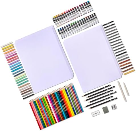 KINGART Select Series Drawing & Sketching Set, 175 pc, Complete Art Kit with Colored Pencils, Pastels, Graphite, Charcoal, Paper
