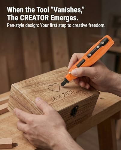Mini Rotary Tool Kit: 5-Speed & LED – 45-Pc Engraving, Polishing & Sanding Kit for Wood, Metal, Glass, Resin – Ideal for Woodworkers, Hobbyists & DIY Crafters (Orange)