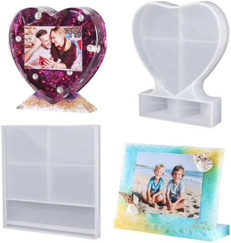 LET'S RESIN Picture Frame Resin Molds,Large Unique Silicone Molds for Photo Frame,Rectangle & Heart Shape Epoxy Molds for DIY Home Decor,Handmade Gifts | for Photo Frame,Large Unique Epoxy Molds for DIY Home Decor,Handmade Gifts