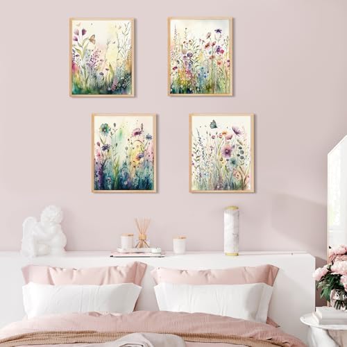 Yeaqee 4Pcs Diamond Art Kits for Adult Gem Painting Kit, Wild Flower