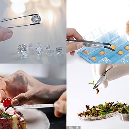 DragonflyDreams 4 Pieces Tweezers with Rubber PVC Coated Set