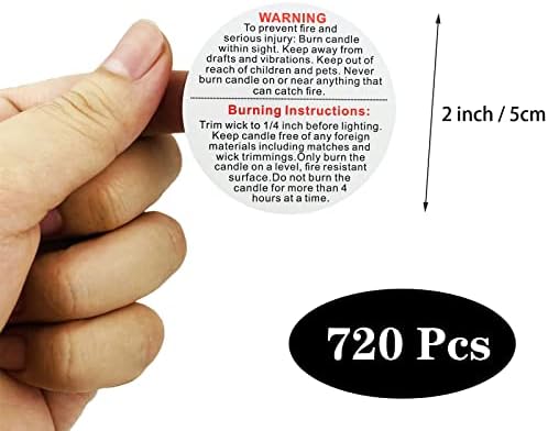FuraHa 720 Pieces Warning Labels 2 Inch Jar Container Stickers Safety Stickers Decal for Candle Making DIY Jars and Tins