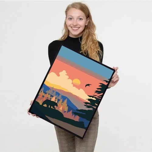 4 Pack Paint by Numbers Kit for Adults Framed Canvas with Wooden Easel