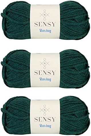 S Sensy Roving - Premium Acrylic&Wool Yarn 3 Skeins Forest Green 131 Yards