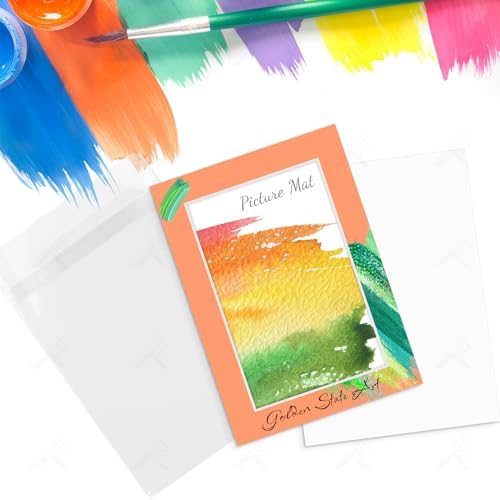 Golden State Art 25 Pack Mixed Color Picture Mats 5x7 for 4x6+Backing+Bags