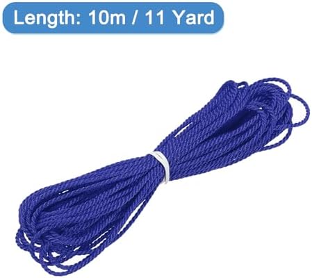 MECCANIXITY Twisted Cord Trim, 11 Yard 2mm 3-Ply Twine Braided Rope Shiny Thread String for Craft Gift Bag Curtain Christmas Decor, Gem Blue - 10m