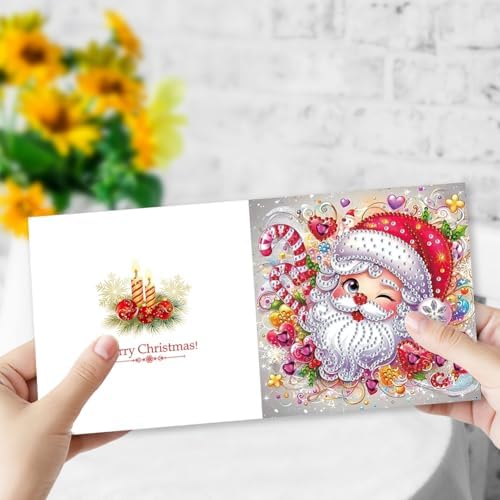 POETRYDRAW 6 Pack 5D DIY Diamond Art Painting Christmas Greeting Card Kit, Diamond Art Birthday Holiday Greeting Card, Crafts Kit Creative with Envelope