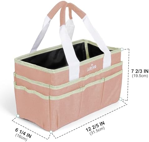 JJRING Craft Organizer Tote Bag Art Storage Caddy Bluish Beige | With Multiple Pockets For Sewing, Scrapbooking, School, Medical, And Office Supplies