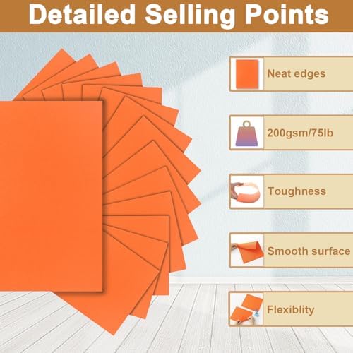 Silunkia 40 Sheets Orange Cardstock 8.5 x 11 Craft Paper 75lb