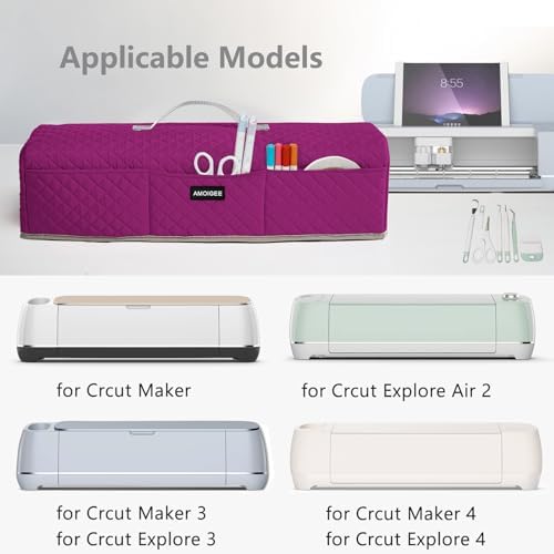 AMOIGEE Padded Dust Cover for Criicut Maker 4, Maker 3, Maker, Explore 4, Explore 3, Explore Air 2, Protective Machine Cover with Handle, Storage Pockets for Craft Accessories and Suppliers