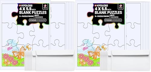 8 Blank Jigsaw Puzzles with Envelopes – 4 x 5.5 Inch, 9 Pieces Each – Hygloss DYI Party invites, Perfect for Decorating, Kids' Activities, Arts & Crafts or Party Favors (Pack of 2)