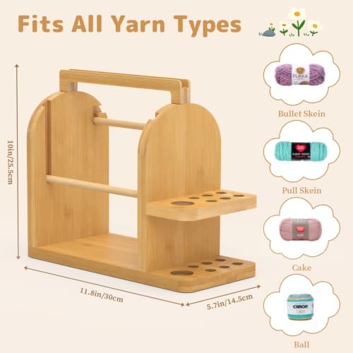sandpaint Crochet Yarn Holder, Bamboo Wood Yarn Holder for Crocheting