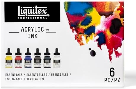 Liquitex Professional Acrylic Ink, 1-oz (30ml), Essential Color Set, Set of 6