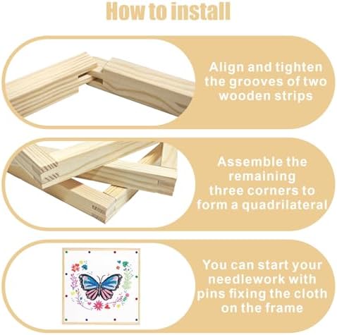 6 Sets 12PCS Wooden Stretcher Bars for Needlework, 3 Size(6 8 10 Inch)