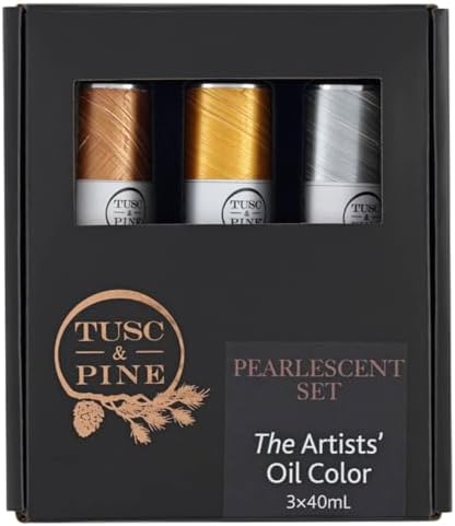 Tusc & Pine Artist Oil Paint - Pearlescent, Set of 3 40 ml, Non-Yellowing, Rich & Creamy Consistency, Maximum Pigment Load, Small Batch Milled Oil Paints Made in the USA for Professional Artists