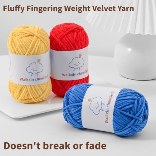 Skinny Chenille Yarn for Crocheting, 1.75 oz/ 109 yds Amigurumi Yarn&Baby Yarn for Crocheting Soft, Fluffy Fingering Weight Velvet Yarn for DIY Crafts&Baby Blankets.(Light Purple)