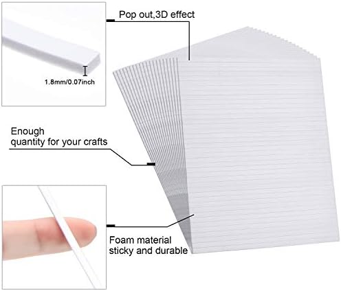 Outus 1000 Pcs Foam Strips 5.91'' x 0.12'' Double Sided Adhesive Foam Tape