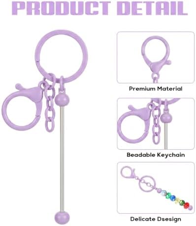 30Pcs Blank Beadable Keychain Bars Bulk Blank Metal Keychain