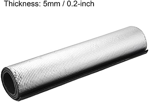 uxcell Insulation Sheet, 1mx0.5mx5mm Embossed Aluminum Foil Waterproof Heat Resistant Thermal Barrier, for Roof Wall HVAC Duct Pipe, Rubber Foam