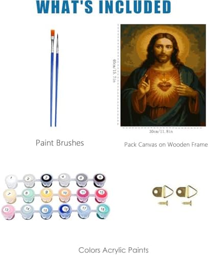 Jesus Paint by Numbers Kit for Adults Framed Canvas 12X16 in, Frameworkless